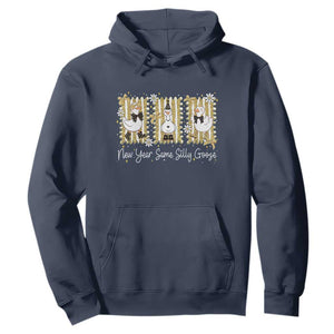 Funny New Year Same Silly Goose Hoodie New Year Eve Goose Squad Faux Glitter TS11 Navy Print Your Wear