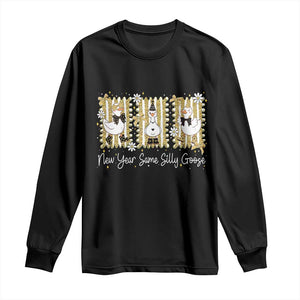 Funny New Year Same Silly Goose Long Sleeve Shirt New Year Eve Goose Squad Faux Glitter TS11 Black Print Your Wear