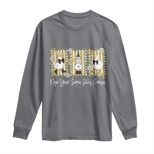 Funny New Year Same Silly Goose Long Sleeve Shirt New Year Eve Goose Squad Faux Glitter TS11 Charcoal Print Your Wear