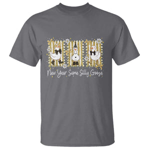 Funny New Year Same Silly Goose T Shirt New Year Eve Goose Squad Faux Glitter TS11 Charcoal Print Your Wear