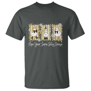 Funny New Year Same Silly Goose T Shirt New Year Eve Goose Squad Faux Glitter TS11 Dark Heather Print Your Wear