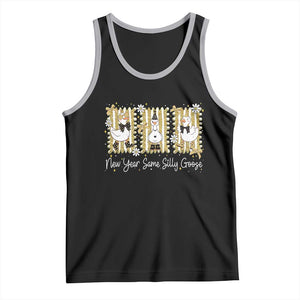 Funny New Year Same Silly Goose Tank Top New Year Eve Goose Squad Faux Glitter TS11 Black Athletic Heather Print Your Wear
