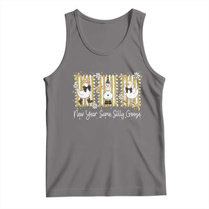 Funny New Year Same Silly Goose Tank Top New Year Eve Goose Squad Faux Glitter TS11 Deep Heather Print Your Wear