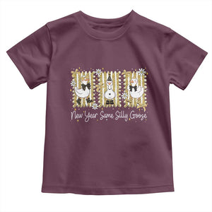 Funny New Year Same Silly Goose Toddler T Shirt New Year Eve Goose Squad Faux Glitter TS11 Maroon Print Your Wear