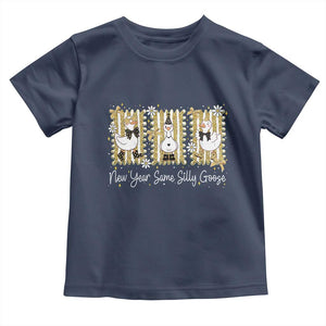 Funny New Year Same Silly Goose Toddler T Shirt New Year Eve Goose Squad Faux Glitter TS11 Navy Print Your Wear