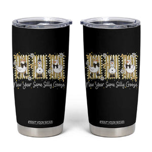 Funny New Year Same Silly Goose Tumbler Cup New Year Eve Goose Squad Faux Glitter TS11 Black Print Your Wear