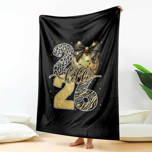 Happy New Year 2026 Throw Blanket Hello 2026 Disco Ball Coquette Bow Faux Glitter TS11 Print Your Wear