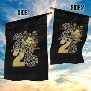Happy New Year 2026 Garden Flag Hello 2026 Disco Ball Coquette Bow Faux Glitter TS11 Print Your Wear