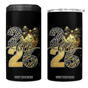 Happy New Year 2026 4 in 1 Can Cooler Tumbler Hello 2026 Disco Ball Coquette Bow Faux Glitter TS11 One Size: 16 oz Black Print Your Wear