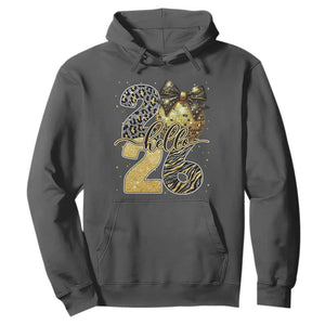 Happy New Year 2026 Hoodie Hello 2026 Disco Ball Coquette Bow Faux Glitter TS11 Dark Heather Print Your Wear