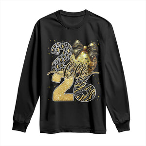Happy New Year 2026 Long Sleeve Shirt Hello 2026 Disco Ball Coquette Bow Faux Glitter TS11 Black Print Your Wear