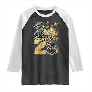 Happy New Year 2026 Raglan Shirt Hello 2026 Disco Ball Coquette Bow Faux Glitter TS11 Black White Print Your Wear