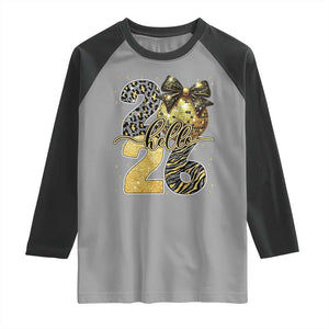 Happy New Year 2026 Raglan Shirt Hello 2026 Disco Ball Coquette Bow Faux Glitter TS11 Sport Gray Black Print Your Wear