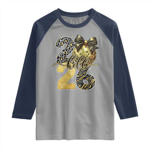 Happy New Year 2026 Raglan Shirt Hello 2026 Disco Ball Coquette Bow Faux Glitter TS11 Sport Gray Navy Print Your Wear