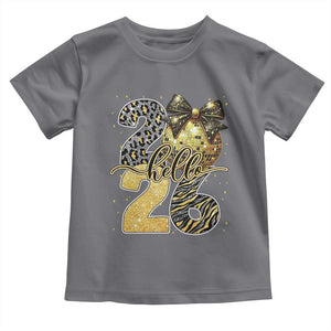 Happy New Year 2026 Toddler T Shirt Hello 2026 Disco Ball Coquette Bow Faux Glitter TS11 Charcoal Print Your Wear