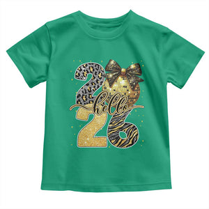 Happy New Year 2026 Toddler T Shirt Hello 2026 Disco Ball Coquette Bow Faux Glitter TS11 Irish Green Print Your Wear