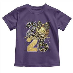 Happy New Year 2026 Toddler T Shirt Hello 2026 Disco Ball Coquette Bow Faux Glitter TS11 Purple Print Your Wear