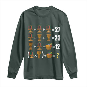 Funny 67 Kwanzaa Math Long Sleeve Shirt Six Seven Meme Kinara Candles African American Christmas TS11 Dark Forest Green Print Your Wear