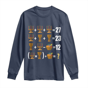 Funny 67 Kwanzaa Math Long Sleeve Shirt Six Seven Meme Kinara Candles African American Christmas TS11 Navy Print Your Wear