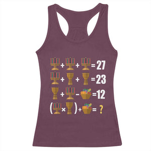 Funny 67 Kwanzaa Math Racerback Tank Top Six Seven Meme Kinara Candles African American Christmas TS11 Maroon Print Your Wear