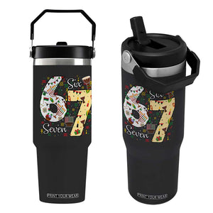 Funny 67 Kwanzaa Flip Straw Tumbler Six Seven Meme Kinara Candles African American Christmas TS11 One Size: 30 oz Black Print Your Wear