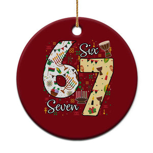 Funny 67 Kwanzaa Ceramic Ornament Six Seven Meme Kinara Candles African American Christmas TS11 1pc Red Print Your Wear