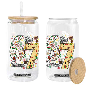 Funny 67 Kwanzaa Glass Can Six Seven Meme Kinara Candles African American Christmas TS11 Print Your Wear