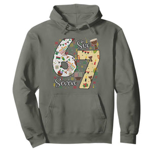 Funny 67 Kwanzaa Hoodie Six Seven Meme Kinara Candles African American Christmas TS11 Military Green Print Your Wear