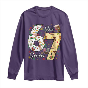 Funny 67 Kwanzaa Long Sleeve Shirt Six Seven Meme Kinara Candles African American Christmas TS11 Purple Print Your Wear