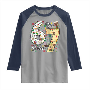 Funny 67 Kwanzaa Raglan Shirt Six Seven Meme Kinara Candles African American Christmas TS11 Sport Gray Navy Print Your Wear