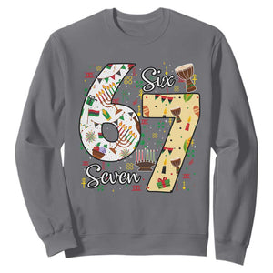 Funny 67 Kwanzaa Sweatshirt Six Seven Meme Kinara Candles African American Christmas TS11 Charcoal Print Your Wear
