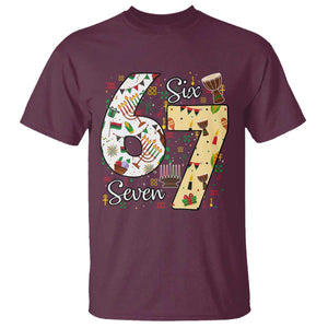 Funny 67 Kwanzaa T Shirt Six Seven Meme Kinara Candles African American Christmas TS11 Maroon Print Your Wear
