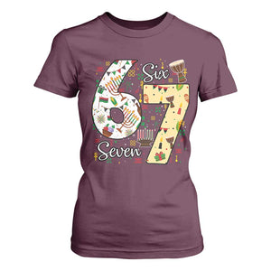 Funny 67 Kwanzaa T Shirt For Women Six Seven Meme Kinara Candles African American Christmas TS11 Maroon Print Your Wear