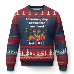 Funny 67 Kwanzaa Ugly Christmas Sweater How Many Days Of Kwanzaa Are There Not 6 It Is 7 TS11 Navy Red Print Your Wear