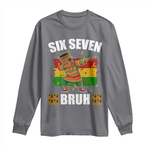 Funny 67 Kwanzaa Long Sleeve Shirt Six Seven Bruh Dabbing African Heritage TS11 Charcoal Print Your Wear