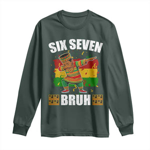 Funny 67 Kwanzaa Long Sleeve Shirt Six Seven Bruh Dabbing African Heritage TS11 Dark Forest Green Print Your Wear