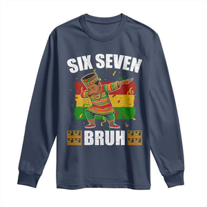 Funny 67 Kwanzaa Long Sleeve Shirt Six Seven Bruh Dabbing African Heritage TS11 Navy Print Your Wear