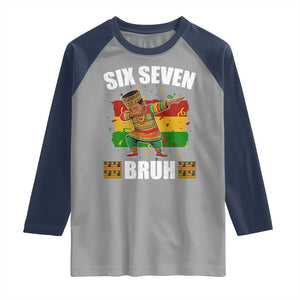 Funny 67 Kwanzaa Raglan Shirt Six Seven Bruh Dabbing African Heritage TS11 Sport Gray Navy Print Your Wear