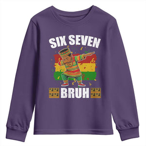 Funny 67 Kwanzaa Youth Sweatshirt Six Seven Bruh Dabbing African Heritage TS11 Purple Print Your Wear