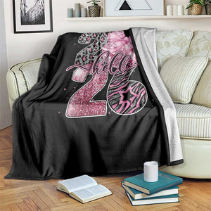 Happy New Year 2026 Throw Blanket Hello 2026 Disco Ball Pink Coquette Bow Faux Glitter TS11 Print Your Wear