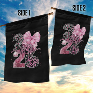 Happy New Year 2026 Garden Flag Hello 2026 Disco Ball Pink Coquette Bow Faux Glitter TS11 Print Your Wear