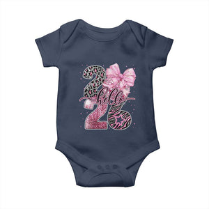 Happy New Year 2026 Baby Onesie Hello 2026 Disco Ball Pink Coquette Bow Faux Glitter TS11 Navy Print Your Wear