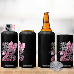 Happy New Year 2026 4 in 1 Can Cooler Tumbler Hello 2026 Disco Ball Pink Coquette Bow Faux Glitter TS11 Print Your Wear