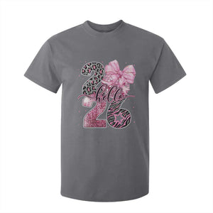 Happy New Year 2026 T Shirt For Kid Hello 2026 Disco Ball Pink Coquette Bow Faux Glitter TS11 Charcoal Print Your Wear