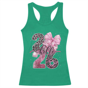 Happy New Year 2026 Racerback Tank Top Hello 2026 Disco Ball Pink Coquette Bow Faux Glitter TS11 Irish Green Print Your Wear