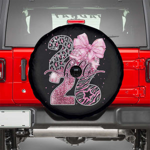 Happy New Year 2026 Spare Tire Cover Hello 2026 Disco Ball Pink Coquette Bow Faux Glitter TS11 Black Print Your Wear