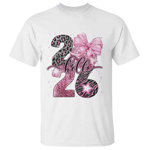 Happy New Year 2026 T Shirt Hello 2026 Disco Ball Pink Coquette Bow Faux Glitter TS11 White Print Your Wear