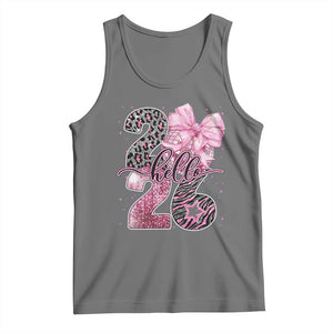 Happy New Year 2026 Tank Top Hello 2026 Disco Ball Pink Coquette Bow Faux Glitter TS11 Black Heather Print Your Wear