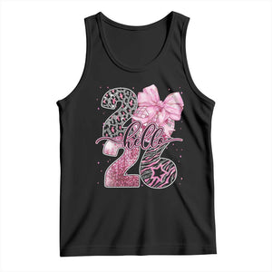 Happy New Year 2026 Tank Top Hello 2026 Disco Ball Pink Coquette Bow Faux Glitter TS11 Black Print Your Wear