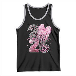 Happy New Year 2026 Tank Top Hello 2026 Disco Ball Pink Coquette Bow Faux Glitter TS11 Black Athletic Heather Print Your Wear